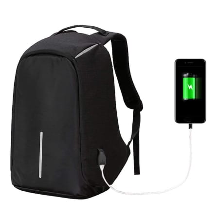 Anti-theft Travel Backpack Laptop School Bag with USB Charging Port - Black_0